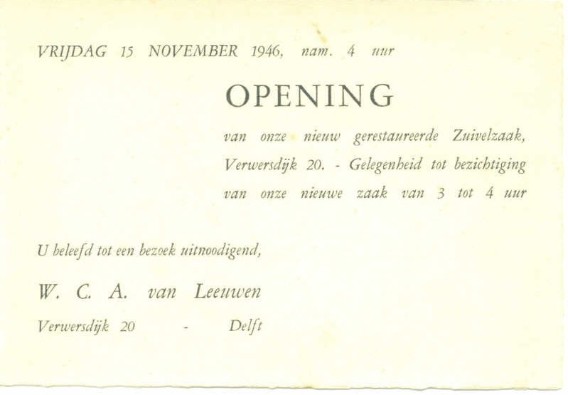 Openningsaankondiging voor vrijdag 15 november 1946 om 4 uur.